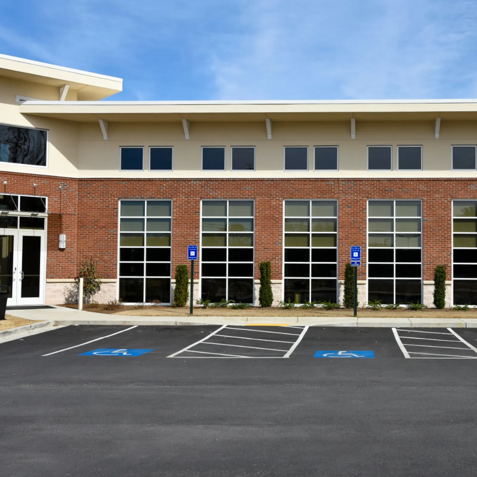 Medical office building with ADA-compliant accessible parking and striping
